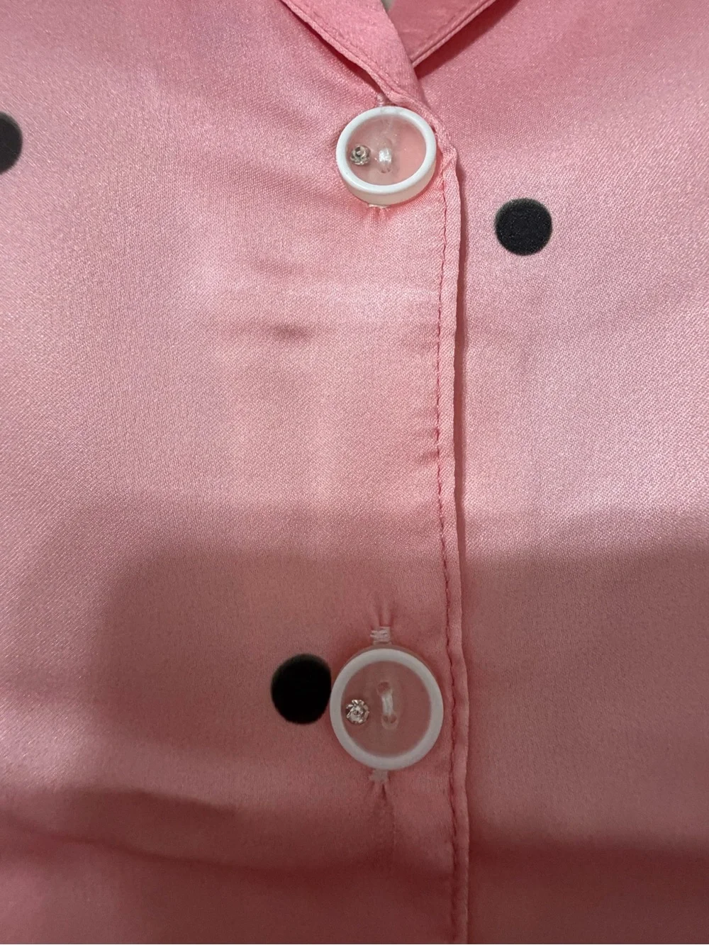 Pink Cherry Polka Dot Satin Short Pajama Set fit Small and Medium